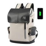 Anti-theft Waterproof Faux Leather Travel Backpack with USB Port for Men